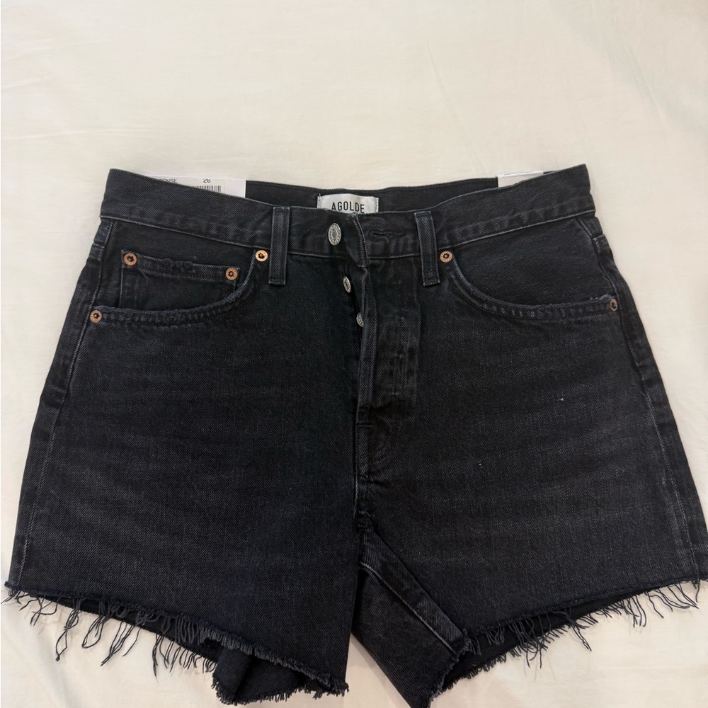 AGOLDE Women's Black Parker Long Denim Shorts